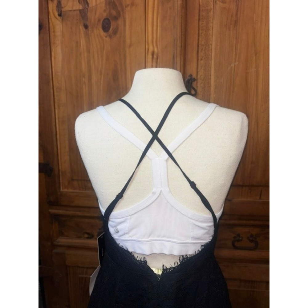 Lulus Black Lace Lace-Up V-Neck Cocktail Midi Dress Womens Medium NWT - Picture 5 of 9